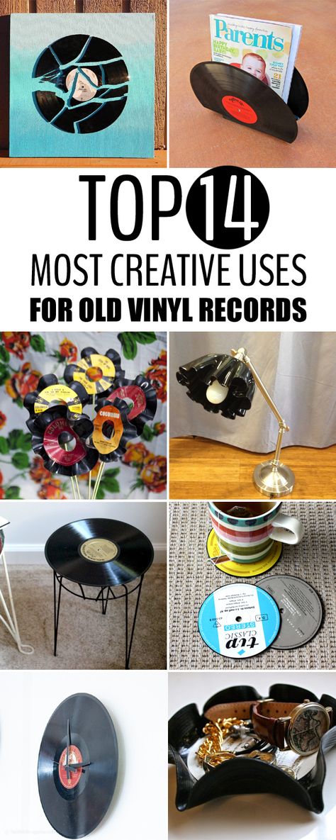 Ways to repurpose your vinyl records into creative and beautiful decorative pieces for your home. Recycling, Diy, Upcycling, Vinyl Records Diy, Vinyl Record Projects, Vinyl Records Crafts, Vinyl Record Crafts, Old Vinyl Records, Records Diy