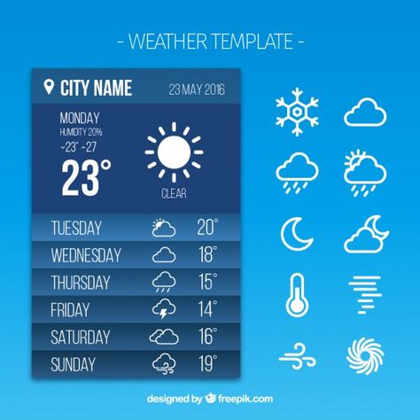 Weather report app  Free Vector Weather Report App, Weather Icons, Weather Report, Weather Warnings, Forecast, Templates, Infographic, Weather Forecast, Report Template