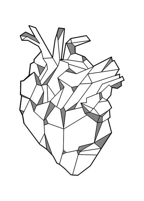 Image result for geometric heart tattoo Origami Drawing, Geometric Heart Tattoo, Hiphop Style, Kunst Tattoos, Graffiti Tattoo, Tape Art, Geometric Drawing, Heart Illustration, Geometric Heart