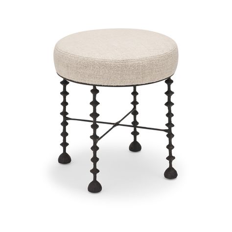 Gregorius|Pineo - Benin Stool I (round) (6558) Upholstery, Upholstered Stool, Contemporary Bench, Upholstered Chairs, Stool, Benches, Leather Chair, Wooden Adirondack Chairs, Unique Furniture