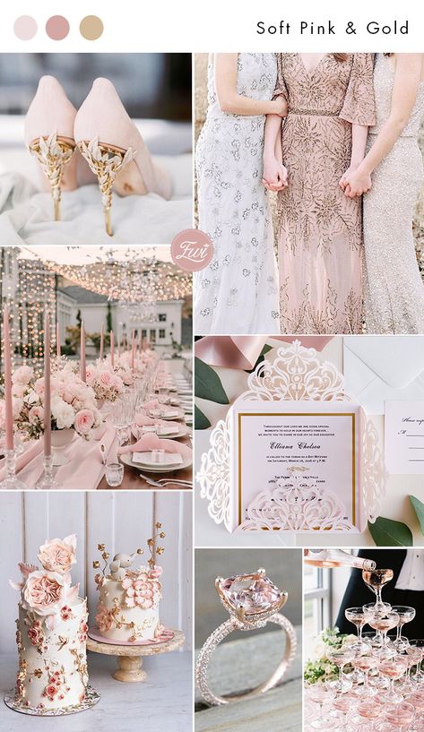 sweet romantic soft pink and gold wedding colors Pink, Rose Gold, Pink Wedding Colors, Wedding Theme Color Schemes, Wedding Color Schemes, Blush Pink Weddings, Wedding Color Palette, Pink And Gold Wedding, Wedding Color Pallet