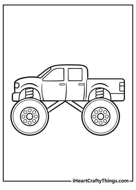 Monster Truck Coloring Pages Trucks Coloring Pages, Monster Truck Template, Monster Truck Template Free Printable, Monster Truck Painting, Monster Truck Drawing Easy, Trucks Drawing, Transportation Illustration, Coloring Sheets For Boys, Monster Truck Drawing