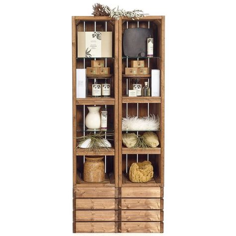 Wi032d | 800mm Wine Display with Narrow Deep Chunky Crates. Modular Crate System for Retail Displays. Wines, Inspiration, Centre, Retail Shelving, Shop Shelving, Retail Displays, Display Shelves, Retail Display, Modular Display System