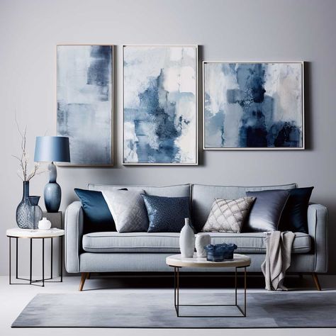7+ Grey and Blue Living Room Ideas That Embrace Color and Texture • 333+ Images • [ArtFacade] Decoration, Interior, Blue Gray Bedroom Colors, Blue And Cream Living Room, Blue Living Room Walls, Blue Living Room Decor, Living Room Color Schemes, Light Grey Walls, Grey Walls Living Room