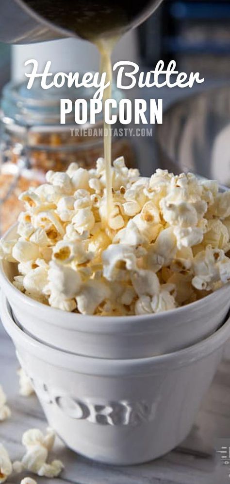 This honey butter popcorn is SO GOOD. It is the perfect snack recipe. A wonderful combination of salty and sweet.