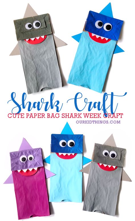 Crafts Using Paper Bags, Fish In A Bag Craft, Ocean Theme Arts And Crafts For Kids, Shark Paper Bag Puppet, Paper Bag Activities For Kids, Water Arts And Crafts Preschool, Lighthouse Template Free Printable, Sea Creature Activities For Toddlers, Kid Summer Activities At Home