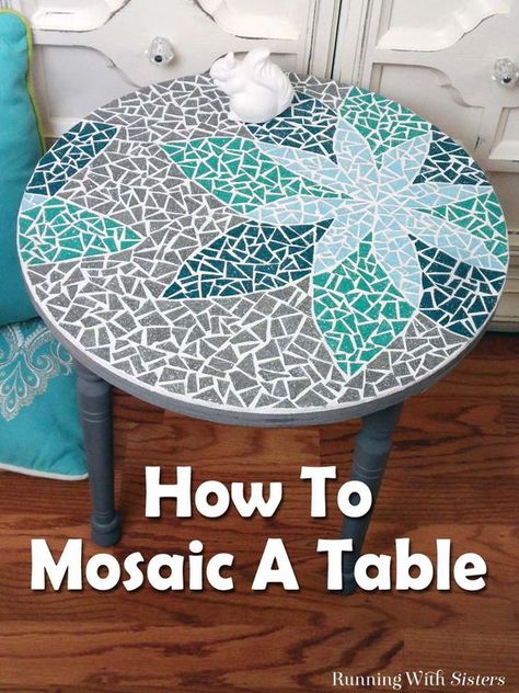 Diy, Mosaic Coffee Table, Mosaic Table Top Designs, Diy Table Top, Mosaic Tile Table, Mosaic Tray, Mosaic Furniture, Diy Furniture Table, Mosaic Patio Table