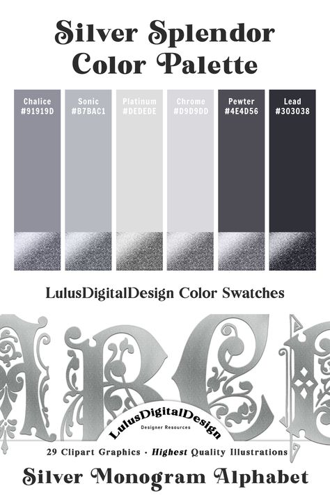 Studio, Silver Color Palette, Silver Color Scheme, Complimentary Colors, Colour Match, Brand Color Palette, Shades Of Gray Color, Silver Paint, Color Swatches