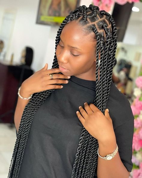 LUXURY HAIR AND BEAUTY LOUNGE on Instagram: “LARGE TWIST 🥰🥰 Not your regular braids Your braids plug in abuja serving it hot hot🔥🔥🔥 You all need to see the length sha, couldn’t…” Box Braids, Senegalese Twists, Cornrows, Braided Hairstyles, Twisted Braids For Black Women, Twist Box Braids, Twist Braids, Big Twist Braids Hairstyles, Box Braids Hairstyles For Black Women