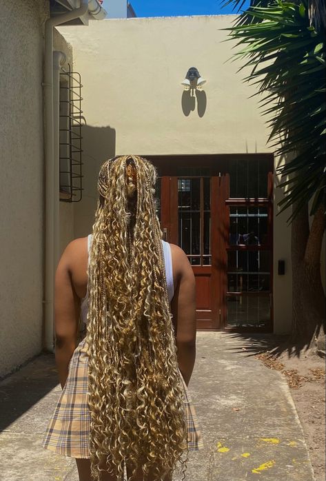 long beautiful honey blonde and light blonde goddess braids styled with a claw clip Dreadlocks, Black Girl Braided Hairstyles, Black Girl Braids, Cute Box Braids Hairstyles, Protective Hairstyles Braids, Black Girls Hairstyles, Hot Hair Styles, Box Braids Hairstyles For Black Women, Big Box Braids Hairstyles