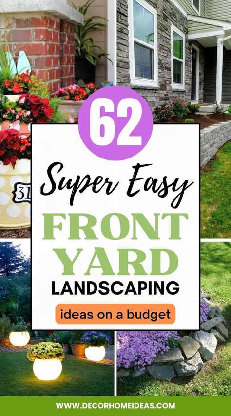 Best Cheap Simple Front Yard Landscaping Ideas. If you are looking for front yard landscaping ideas on a budget that are easy to recreate and won't break the bank - we have them all. Boost your curb appeal in no time with these cheap and simple projects. #decorhomeideas Easy Landscaping Front Yard, Garden Grasses, Oasis Decor, Low Maintenance Landscaping Front Yard, Backyard Escape, Budget Landscaping, Front Lawn Landscaping, Front Yards Curb Appeal, Cheap Landscaping Ideas