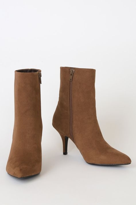 East Village Brown Suede Mid-Calf Boots Suede Ankle Booties, Suede Boots, Suede Shoes, Heeled Booties, Brown Suede, Brown Booties, Suede, Brown Heeled Boots, Knee High Boots