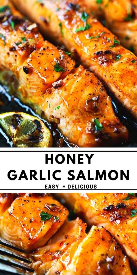 Salmon, Pasta, Garlic Honey Salmon, Honey Garlic Salmon, Garlic Salmon, Best Salmon Recipe, Best Salmon Recipe Baked, Seared Salmon Recipes, Grilled Salmon Recipes