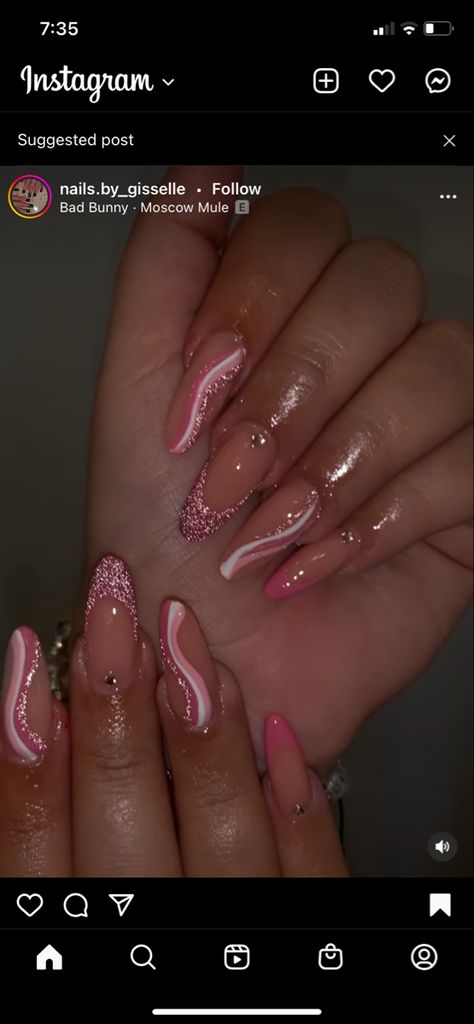 Glitter, Pink, Acrylics, Pink Sparkle Nails, Pink Sparkly Nails, Pink Glitter Nails, Bright Pink Nails With Glitter, Sparkly French Tips, Pink Tip Nails