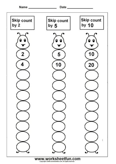 Counting By 2's 5's And 10's Worksheets Pre K, Counting By 5's, 2nd Grade Math Worksheets, 2nd Grade Math, Math Sheets, First Grade Math Worksheets, Math Worksheet, 1st Grade Math Worksheets, Math For Kids