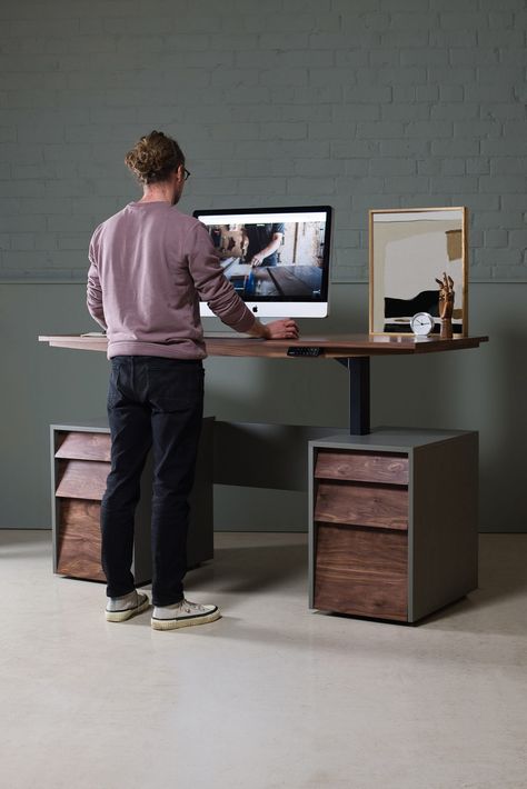 Croft Sit-Stand Desk by Jamie Hoyle and Katherine Mathew for Koda Decoration, Home, Home Office, Design, Interior, Desk Height, Adjustable Height Desk, Sit Stand Desk, Standing Desk Office