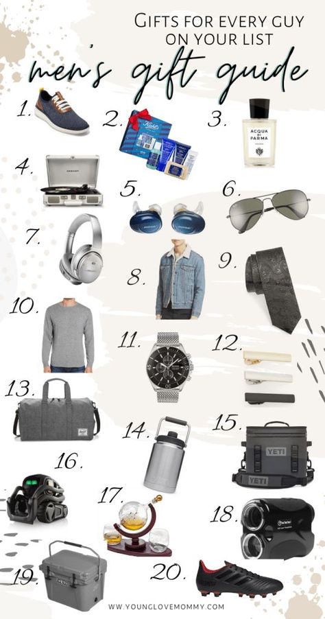 Top Gift Ideas for Men at any age and budget. This men's gift guide features gifts for dads, spouses, brothers, uncles and male friends at all price points. Top Gifts For Men, Best Presents For Men, Best Gifts For Men, Mens Gift Guide, Unique Gifts For Men, Useful Gifts For Men, Gift Guide For Men, Best Gift For Men, Gifts For Men Ideas