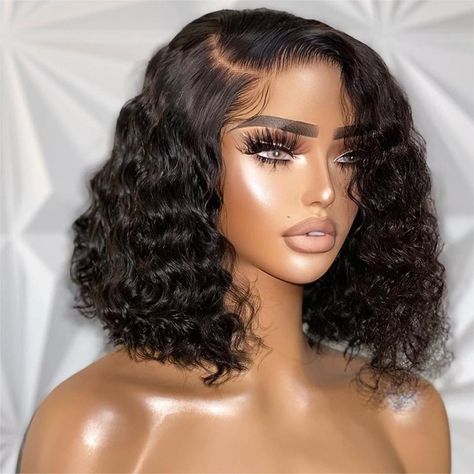 Short Curly Bob Human Hair Wigs for Women Brazilian Afro Natural Deep Wave Wig Side Part Water Wave Wigs Perruque Cheveux Humain PART-12inches-United States Curly Wigs, Short Curly Wigs, Curly Hair Side Part, Curly Weave Hairstyles, Hair Wigs, Curly Hair Styles, Short Bob Wigs, Short Hair Wigs, Wig Hairstyles