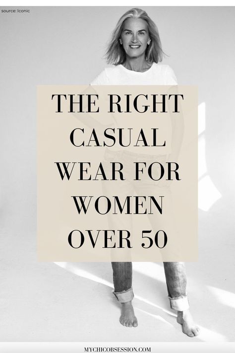 While it may seem like the fashion industry only caters to casual wear for younger women, women of all ages can rock casual outfits- including those over 50. With the right clothes, you don’t have to worry about looking like you are stuck wearing your daughter’s jeans either because there is a pair of jeans with the right style for you. Keep reading for the right casual wear for women over 50! #fashionover50 #fiftynotfrumpy Casual Chic, Boyfriend Jeans, Casual, Dressing, Ralph Lauren, Clothing For Women Over 60 Casual, Style Guides, Business Casual Outfits For Women, Business Casual Womens Fashion