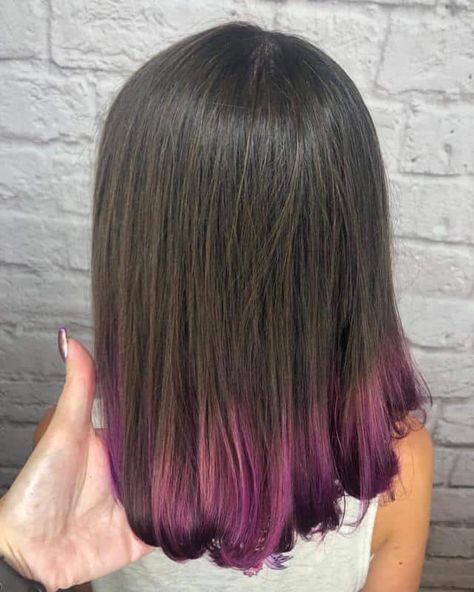 Purple Dip Dye 2 Light Purple Hair, Best Purple Hair Dye, Purple Hair Streaks, Purple Hair Tips, Dyed Hair Purple, Colored Hair Ends, Vivid Hair, Brown Hair With Highlights, Lavender Hair Colors