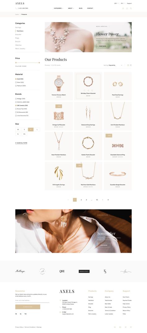 Axels - Jewelry E-Commerce Website UI Figma Template Africa, Web Layout, Web Design, Website Designs, Design, Ideas, Jewelry Website Design, Jewelry Website, Ui Design Website