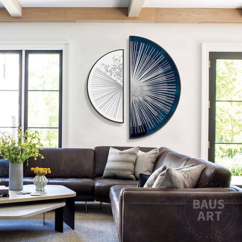 Wall Art Prints Living Room, Glamour Home, Round Wall Art, Modern Pictures, Luxury Printing, Blue Poster, Round Wall, Living Room Decor Modern, Boho Wall Art