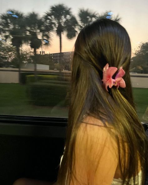 Hawaiian Flower Clip, Hawaiian Flower Hair Clip, Flower Claw Clip Hairstyles, Flower Claw Clip, Mini Flower Clips, Teenage Summer, Hawaiian Flower Hair, Sunset Vacation, Clip Claw