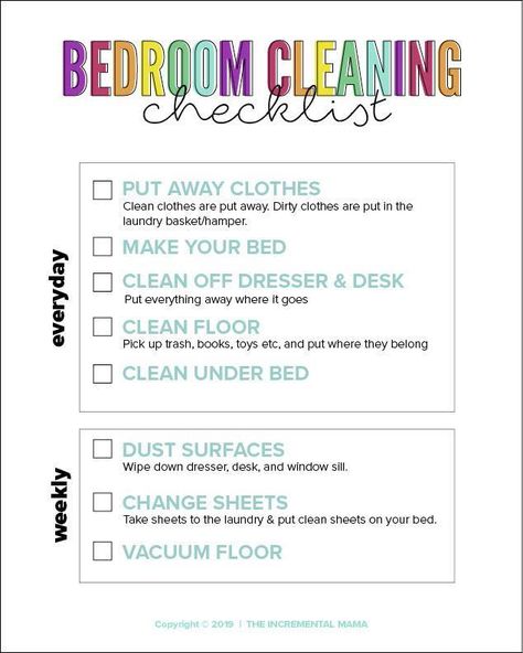 Download the free printable bedroom cleaning checklist for kids. This daily checklist lays out expectations and will help to get your kids to clean their rooms. #bedroomcleaningchecklistforkids #freeprintablecleaningchecklist #dailycleaningchecklist Organisation, Diy, Bedroom Cleaning Checklist For Kids, Bedroom Cleaning Checklist, Clean Room Checklist, Room Cleaning Tips, Kids Clean Room Checklist, Cleaning Hacks, Cleaning Kids Room