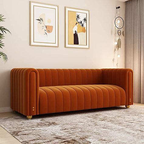 Sofas, Home Décor, Guest Room, Office Sofa Design, Couches, Living Room Orange, Home Design, Modern Couch, Mid Century Modern Couch