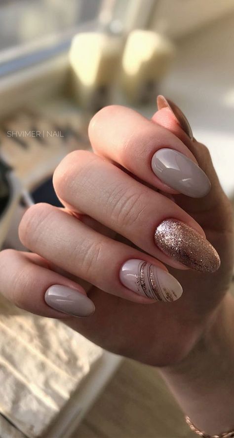 Most Beautiful Nail Designs You Will Love To wear In 2021 : French Metallic Accent Nails, Acrylic Nail Designs, Nail Art Designs, Accent Nail Designs, Best Acrylic Nails, Elegant Nail Art, Neutral Nails, Elegant Nails, Simple Nail Art Designs