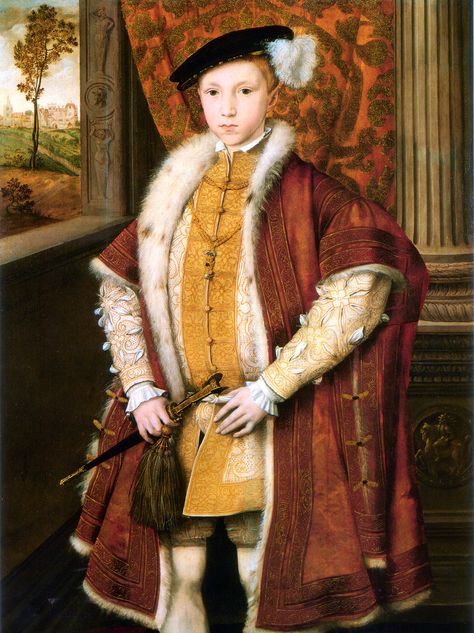 Edward VI (Edward Tudor; October 12, 1537 at Hampton Court Palace; † July 6, 1553 at Greenwich) was the third monarch of the Tudor dynasty and King of England and Ireland from 1547 to 1553. Portrait and diary of Tudor King Edward VI of England. English, Portrait, Anne Boleyn, Portraits, Tudor, England, Fashion, Clothes, King