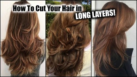 Layered Haircuts, How To Cut Your Own Hair, Cut Own Hair, Thick Hair Styles, Long Layered Haircuts, Cut My Hair, Hair Curling Tips, Haircuts For Long Hair, Hair Cutting Videos