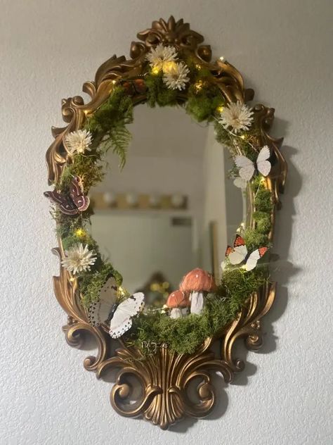 Upcycling, Home Décor, Decoration, Diy, Crafts, Diy Flower Mirror, Diy Decor, Diy Mirror Decor, Diy Mirror