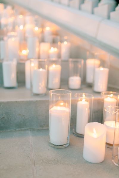 Hurricane candles: http://www.stylemepretty.com/2016/10/26/inexpensive-wedding-details/ Photography: Love and Light - http://loveandlightphotographs.com/ Wedding Decor, Diy Wedding Decorations, Wedding Decorations, Wedding Centrepieces, Romantic Weddings, Rustic Wedding Decorations, Wedding Lights, Wedding Candles, Cheap Wedding