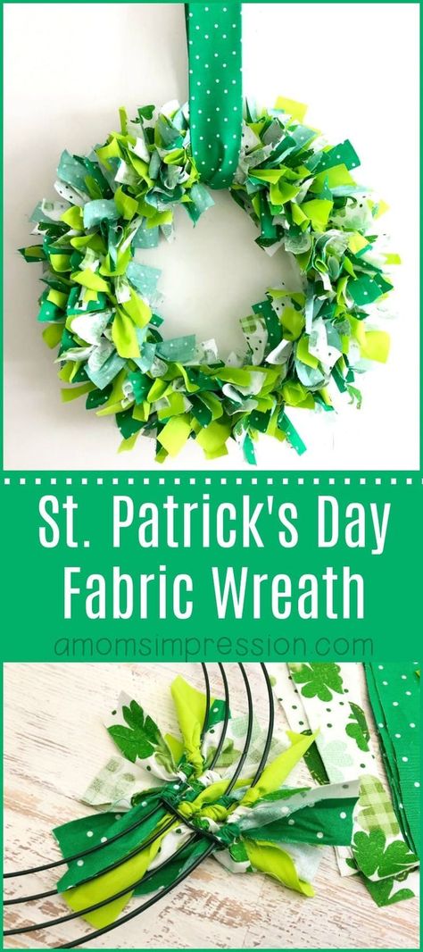 A DIY St. Patrick's Day craft that is perfect for adults and kids alike. This fabric shamrock wreath is easy to put together and is the perfect addition to your St. Patty's decor! #StpatricksDay #DIY #Wreath Crafts, Diy, Diy Crafts, Mason Jar Crafts, Craft Projects, Fabric Wreath, Diy Wreath, Diy St Patricks Day Decor, Mason Jar Crafts Diy