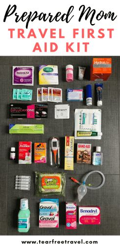 Mom Travel First Aid Kit - Tear Free Travel Backpacking, Camping, Trips, First Aid Kit Checklist, First Aid Kit, First Aid, Travel Medicine Kit, Medicine Kit, Preparedness