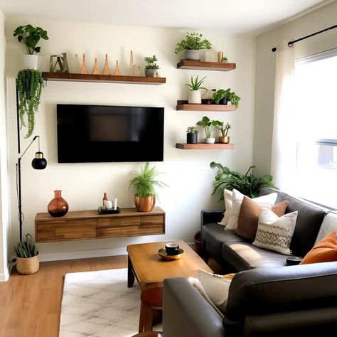 11 Creative Small Living Room Ideas with TV on Wall to Enhance Your Space - HearthandPetals Living Room Designs, Home Décor, Living Room Ideas, Living Room Tv, Small Living Room Ideas With Tv, Living Room Setup, Living Room Inspiration, Small Living Room Decor, Living Room Decor