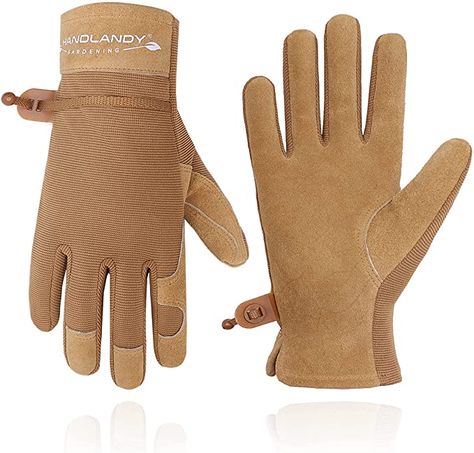 Gloves, Leather, Wrist, Color Khaki, Durable, Cowhide, Breathable, Flexibility, Something To Do