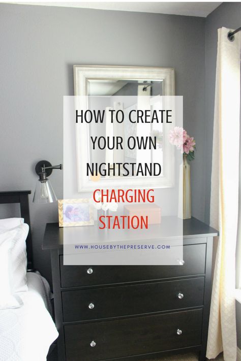 DIY Nightstand Charging Station Home Organisation, Decoration, Home Décor, Home, Interior, Organisation, Diy, Nightstand With Charging Station, Nightstand Charging Station