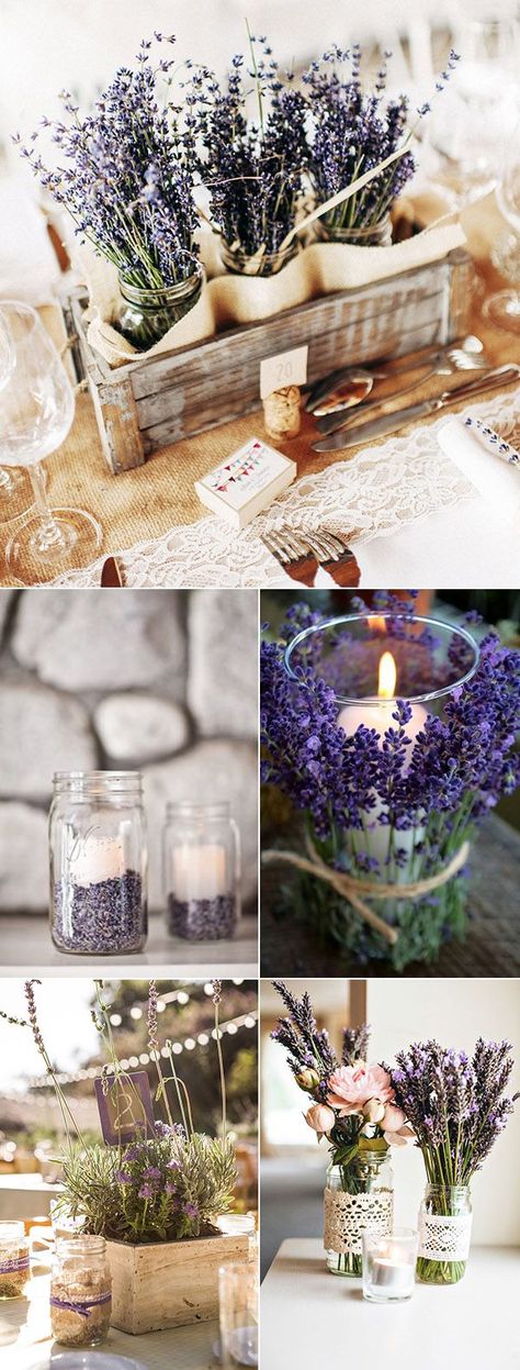 country rustic lavender wedding centerpiece ideas! Don't forget lavender personalized napkins for all your wedding events! From the engagement party to the reception personalized napkins add that extra little something! #countryweddings www.napkinspersonalized.com Diy Wedding Decorations, Centrepieces, Craft Wedding, Rustic Wedding Decorations, Wedding Decorations, Wedding Centrepieces, Rustic Wedding Centerpieces, Rustic Wedding, Centerpieces