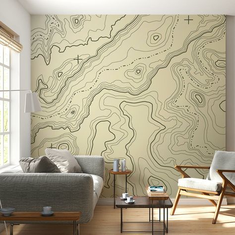 Printed on demand to fit perfect on your wall. Buy Topographical map wallpaper today or come in and see our other designs. Welcome to Happywall.com! Interior, Design, Map Wallpaper, Map Murals, Map Design, Map Art, Map, Print Wallpaper, Old Wallpaper