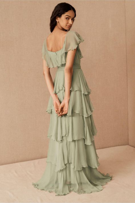 Tiered ruffle sage green spring wedding guest dress Bridesmaid Dresses, Haute Couture, Guest Dresses, Green Bridesmaid Dresses, Ruffles Bridesmaid Dresses, Sage Green Bridesmaid Dress, Wedding Guest Dress Summer, Spring Wedding Guest Dress, Green Formal Dresses