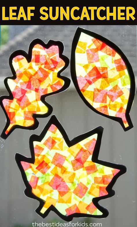 These Fall Leaf Suncatchers are so pretty to make for Fall! A perfect autumn craft for kids that you can display in your window. So many fun fall crafts for kids included in this post! #bestideasforkids #fall #autumn #kidscraft #kidsactivities Diy, Crafts, Autumn Crafts, Basteln, Basteln Mit Kindern, Leaf Crafts, Craft, Fun Crafts, Fall Crafts