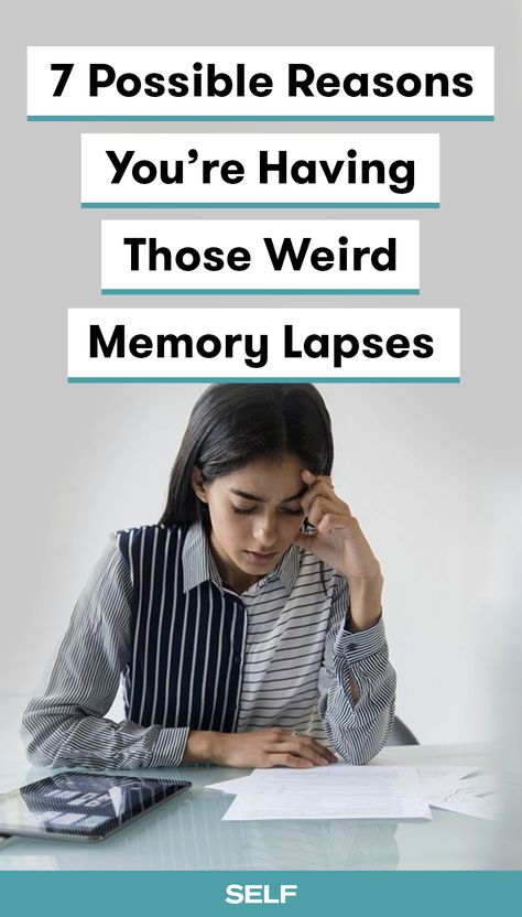 Memory lapses can be annoying at best and terrifying at worst. If your mind veers off into worst-case-scenario territory every time you have a memory lapse—early-onset Alzheimer’s, a brain tumor—stop it right there. There are various potential reasons you might be dealing with memory issues, and most of them aren’t a huge deal at all. Here are seven reasons you might be drawing a blank. Fitness, Mental Health, Memory Problems, Adhd Brain, Brain Memory, Brain Health, Brain Facts, Improve Memory, Brain Tricks