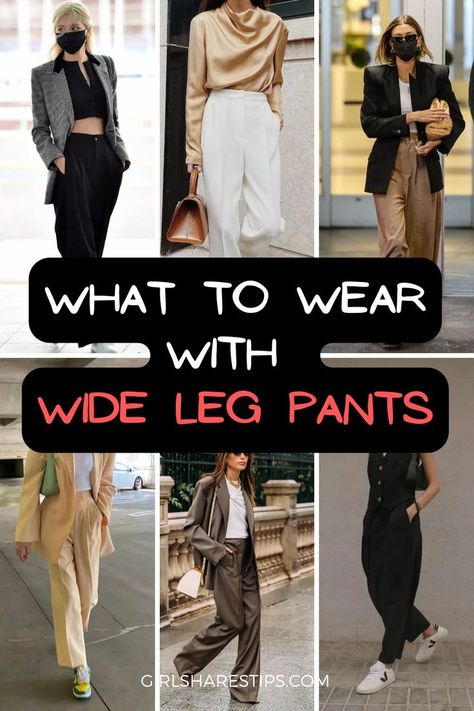 Casual Styles, Trousers, Capsule Wardrobe, Wardrobes, Styling Wide Leg Pants, Casual Wide Leg Pants, Wide Legged Pants Outfit, Wide Leg Pants Outfit Work, Wide Leg Pants Outfit Summer
