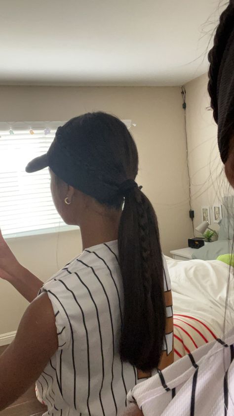 Volleyball Hair, Plaited Ponytail, Ideas, Softball Hair, Hairstyles For Softball, Braided Ponytail, Hairstyles For Volleyball, Cute Volleyball Hairstyles Easy, Cheer Hairstyles