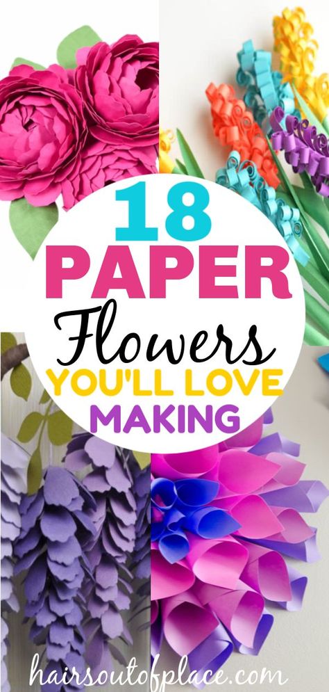 18 stunning paper flower tutorials to help you learn how to make DIY paper flowers from tissue paper, make giant paper flowers make easy ones and with a Circut too! #crafts #easycrafts #diycrafts #springcrafts #papercrafts #parties #diyparties #decorations Craft Ideas, Paper Crafts, Diy Artwork, Paper Flowers, Diy, Paper Flowers Craft, Easy Paper Flowers, How To Make Paper Flowers, Paper Flowers Diy