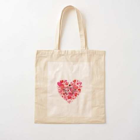 Get my art printed on awesome products. Support me at Redbubble #RBandME: https://www.redbubble.com/i/tote-bag/Love-Birds-by-Lfrancis21/48627576.P1QBH?asc=u Tela, Tote Bags, Handpainted Tote Bags, Tote Bag Canvas Design, Printed Tote Bags, Tote Bag Design, Cute Tote Bags, Painted Tote, Summer Tote Bags