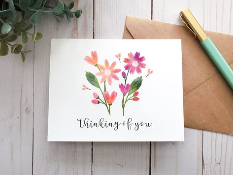 Flowers, Flower Cards, Thinking Of You, Flower Vases, Miss You Cards, Watercolor Greeting Cards, Flower, Vases, Greeting Cards