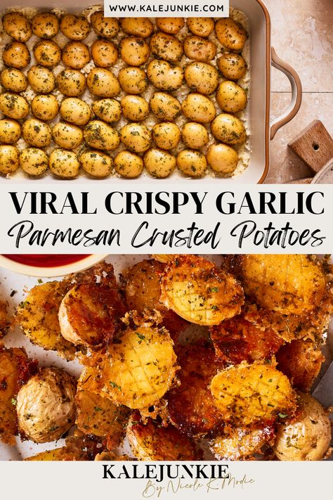 These Viral Crispy Garlic Parmesan Crusted Potatoes are addicting and it’s for good reason! After all, what could be better than crispy potatoes smothered in butter and parmesan? This recipe is the perfect appetizer, side dish, or even a delicious snack. Try them today and I know you’ll love them!
